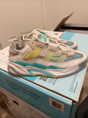 adidas Kids Sneakers in Gray, Teal, and Yellow